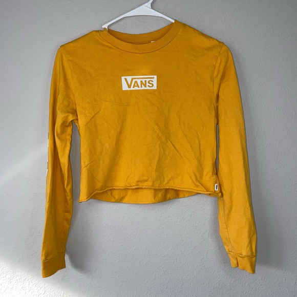 Vans Tops - VANS Yellow Long Sleeve XS Graphic Cropped Casual Logo